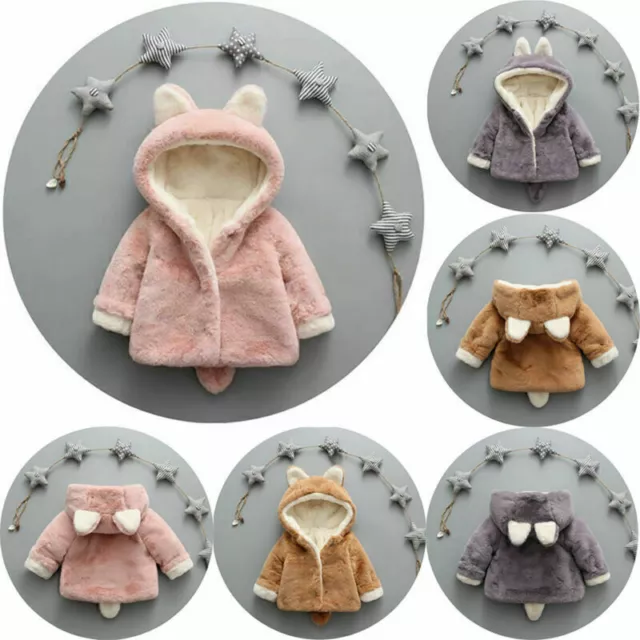 Kids Baby Girl Easter Bunny Rabbit Fleece Hoodie Coat Jacket Winter Warm Outwear