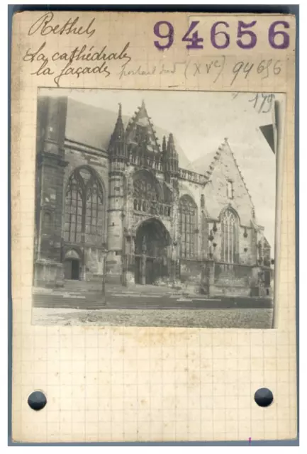 France, Rethel, Eglise Saint Nicolas  Vintage silver print. Provenance Archives