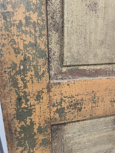 Antique Chippy Paint Door, Green/blue One Side, Green/mustard Other Side 7