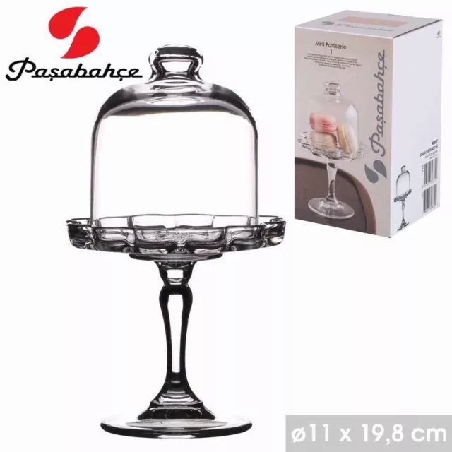Pasabahce Mini Pasticceria Footed Vetro Piatto Candy Dessert con Campana