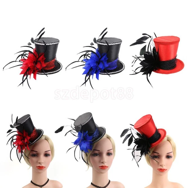 Sposa da sposa Cappello magico Mini cappello a cilindro Fascinatore di piume