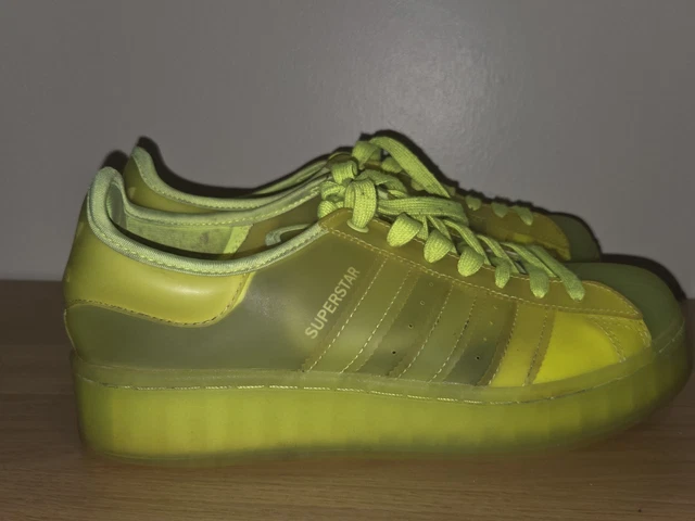 adidas gazelle silver green womens Adidas Women's Platform Neon Superstar Trainers | UK6.5 main image 1