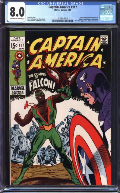 Captain America #117 Cgc 8.0 Ow/Wh Pages // 1St Appearance Of Falcon + Redwing