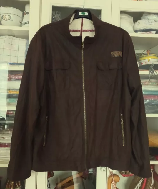 VESTE HOMME "ATLAS FOR MEN" -taille 5XL (60 ?)- Façon DAIM MARRON- VESTE DOUBLEE