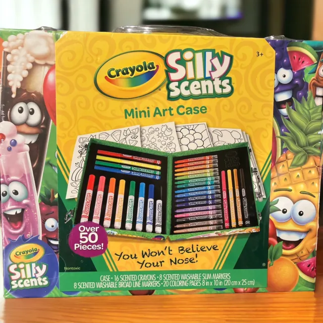 Crayola Silly Scents Mini Art Case 52pcs w/Pages + Scented Crayons