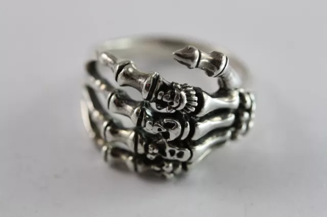 Totenkopfring Hand Tattoo Biker Skull Ring 925 Echt Silber / 278