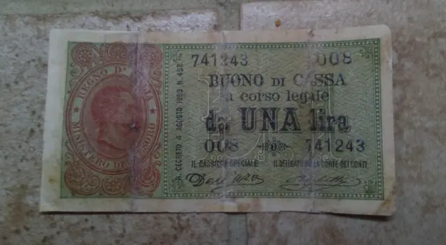 Banconota Italiana 1 Lira 1894 Buono Di Cassa Umberto I