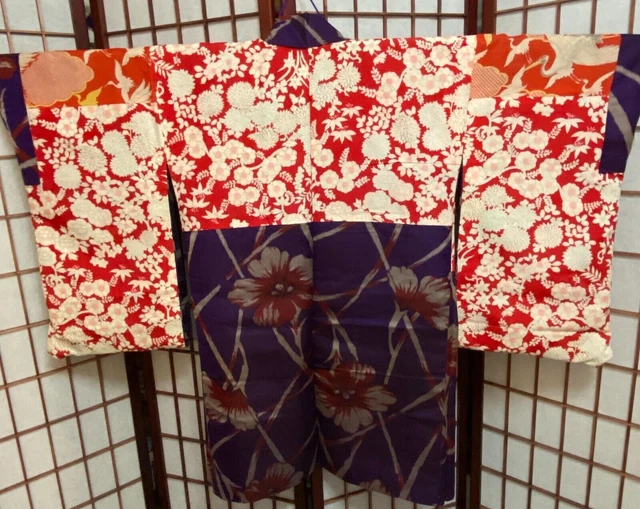 Purple Floral Meisen Silk Haori with Gorgeous Lining