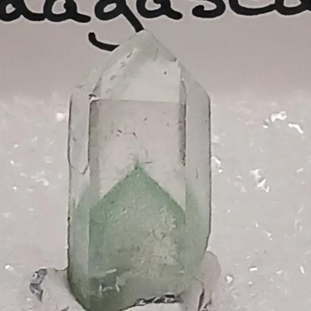 Green Phantom Quartz Crystal Point Madagascar In 1.25" Box Display Rare Location