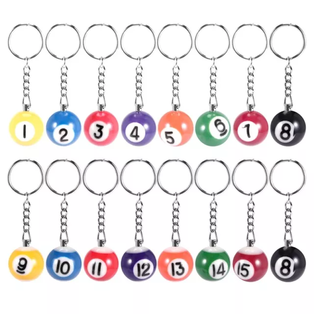 Billiard Ball Keychain Set 16 Pcs,  Key Chain Balls Eightball Billar2522