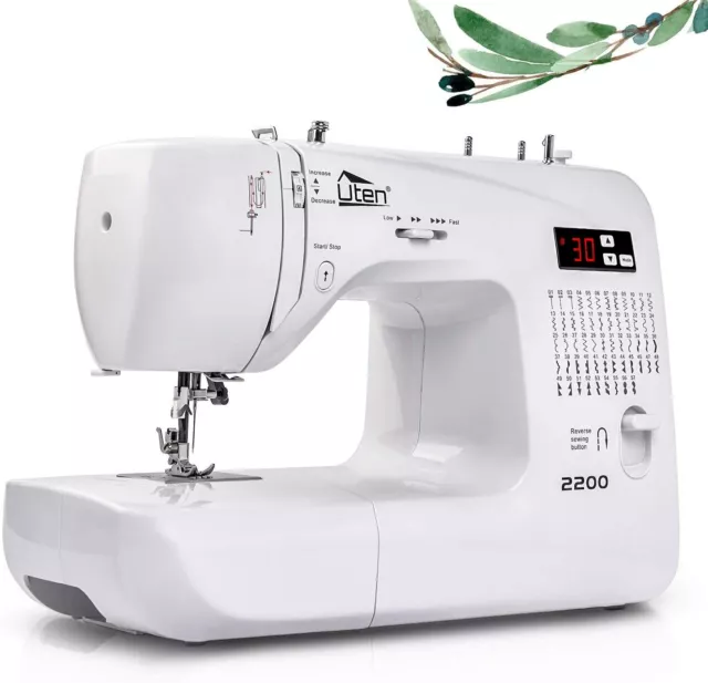 Máquina de coser eléctrica Uten LED computarizada 3 velocidades 60 puntos hogar automático