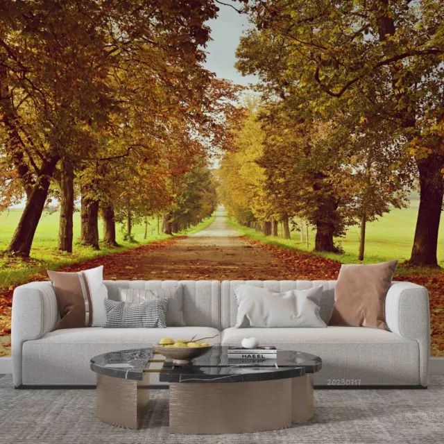 3D Autumn Green Forest Path Scenery Wallpaper Wall Murals Removable Wallpaper 20