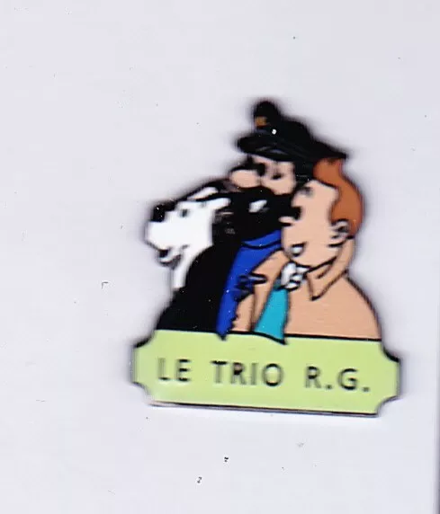 Pin's Tintin et Milou le trio RG bleu clair