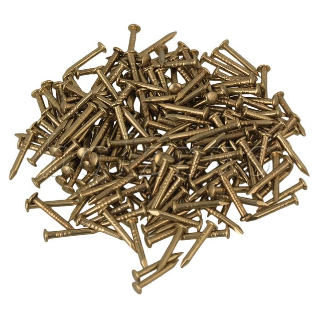 10mm Round Head Brass Copper Furniture Miniature Nails Set of 100