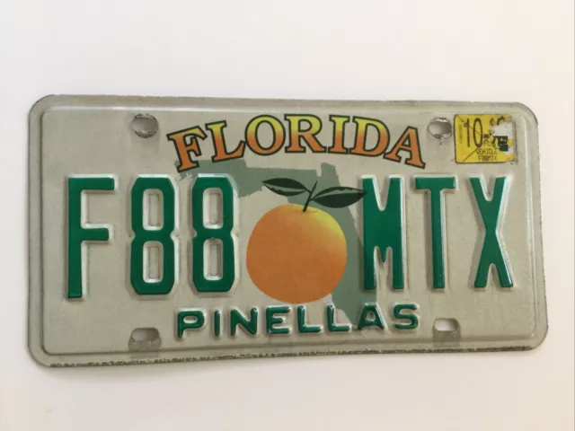 Florida License Plate Tag Pinellas County Expired 2002 Orange State Map