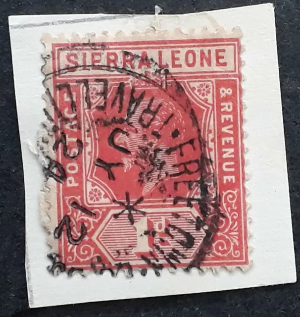 1924 Sierra Leone 1d carmine KGV stamp Freetown Travelling PO cds