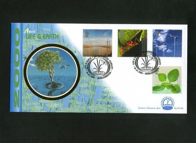 GB BENHAM BLCS178b FDC  2000  4th Apr  Life & Earth  Middlesbrough SHS  (s+) Y