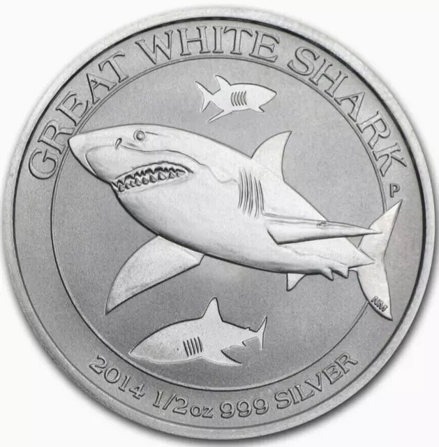 2014 Australia Half Troy Oz Pure 999 Fine Silver White Shark Co