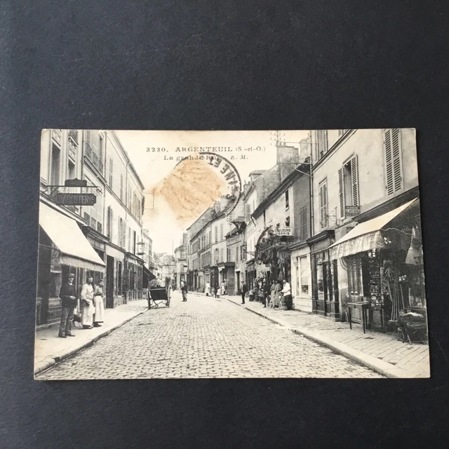 CPA 95 ARGENTEUIL - La Grande Rue Animé 1916 Commerces POSTCARD