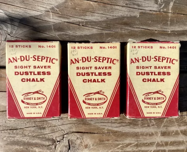 Vintage 24pc AN DU SEPTIC Dustless COLOR CHALK Binney Smith Barely Used