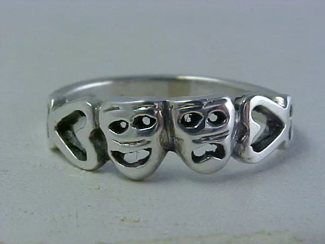 Comedy & Tragedy Ring Sterling Silver  Actress  Stage Broadway  Super Gift Idea