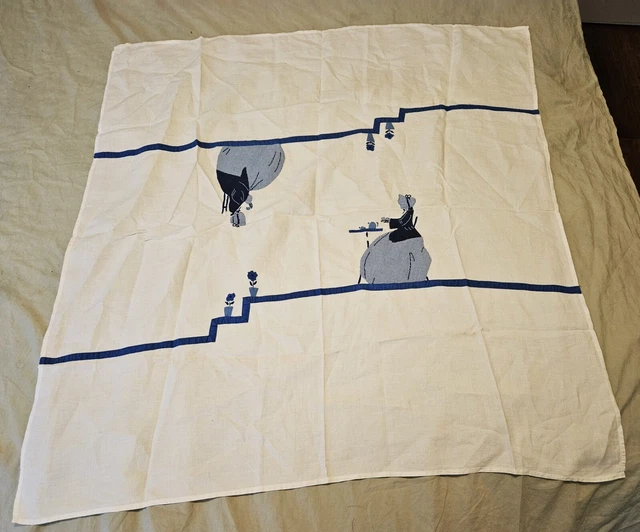 Vintage Tablecloth Handmade Applique  34" x 32"