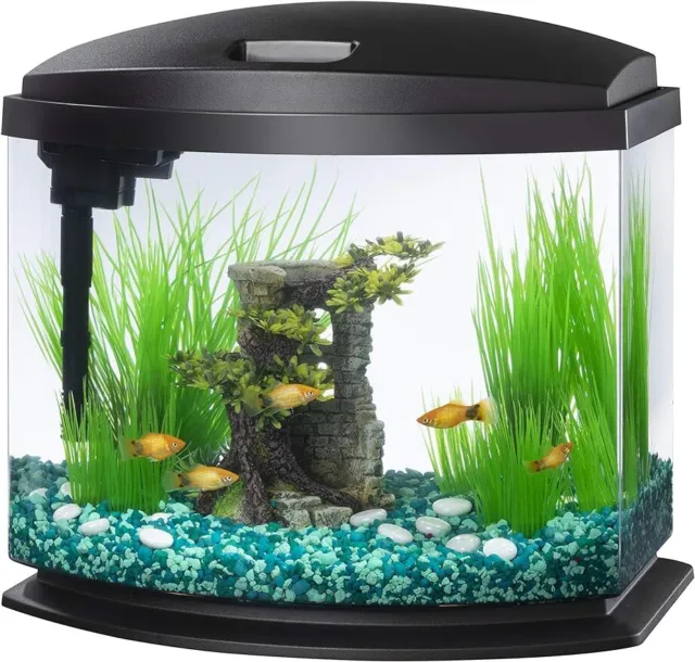 LED Small Aquarium Fish Tank Kit with SmartClean Technology,Black,5 Gallon