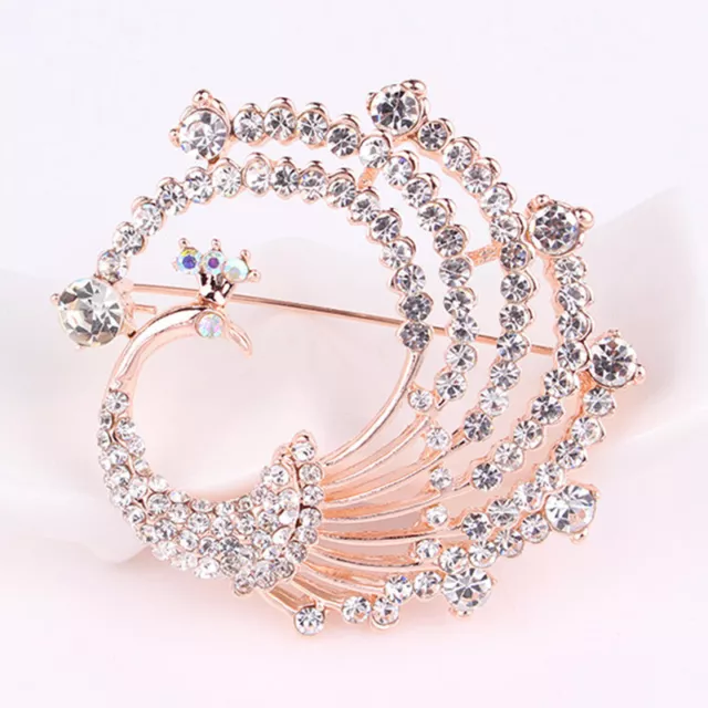 Crystal Peacock Animal Corsage Banquet Decoration Women Scarf Brooch Pin Jewelr√