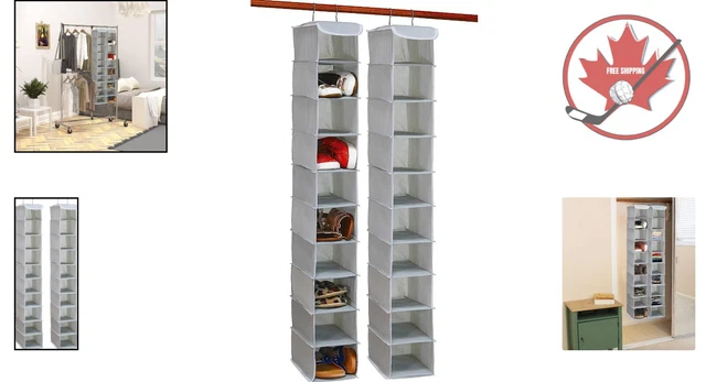 Space-Saving Hanging Shoe Organizer - 10 Shelves, 10 Pockets - Versatile - Grey 2