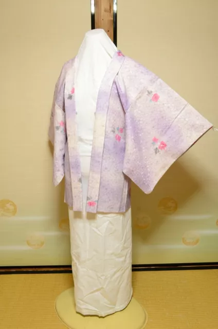 (with Flaws) Polyester? HAORI Women Japanese vintage Kimono Jacket /1010
