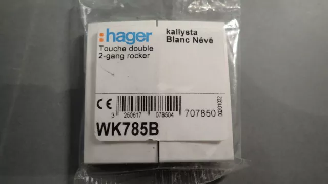 Hager WK785B - Doigt Enjoliveur Interrupteur Touche DOUBLE BLANC KALLYSTA 2