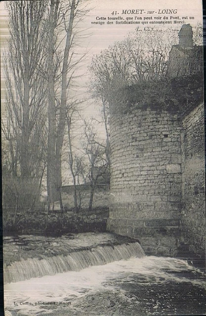 MORET sur LOING Tourelle CPA écrite à Mr de LEIRIS  132 rue Blomet Paris en 1912