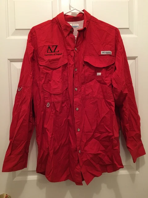 University of Virginia Delta Zeta Sorority Columbia Red Button Down Shirt Small