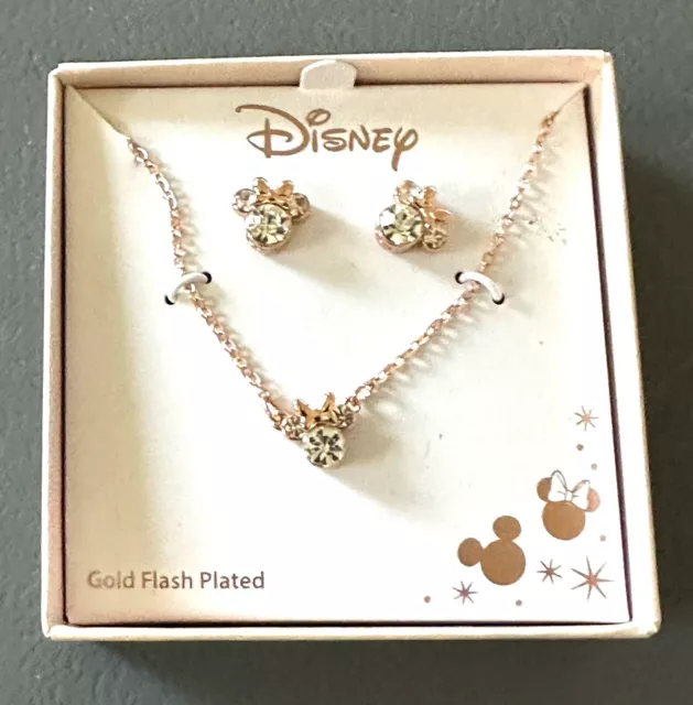 Disney Minnie Earrings With Necklace
