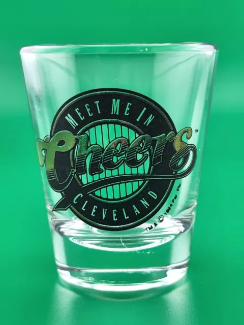 Cheers Meet Me In Cleveland Shot Glass 1994 Barware Man Cave Vintage