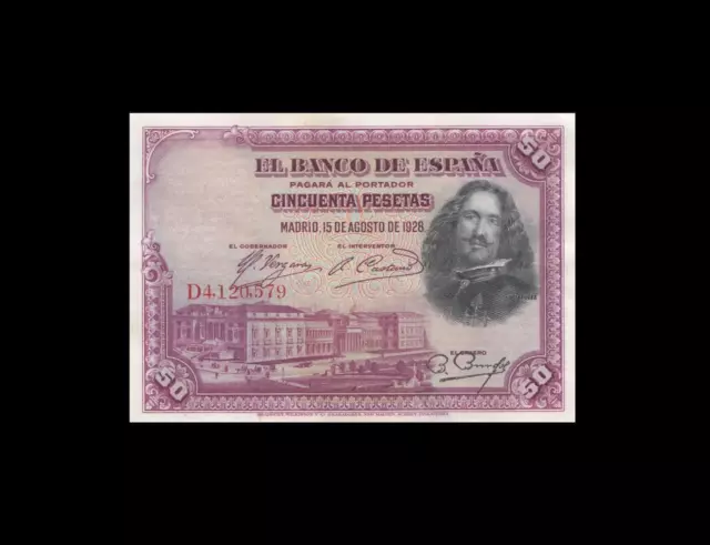 1928 BANK OF SPAIN 50 PESETAS MADRID **RARE** (( aUNC ))