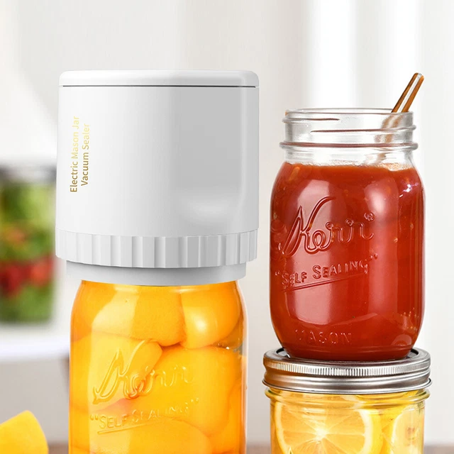 Mason Jar Vacuum Sealer Jar Sealer Set Automatic Kitchen Supplies (White)