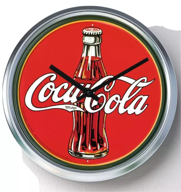 COCA COLA  Wall clock Stainless Steel silent quartz movement New