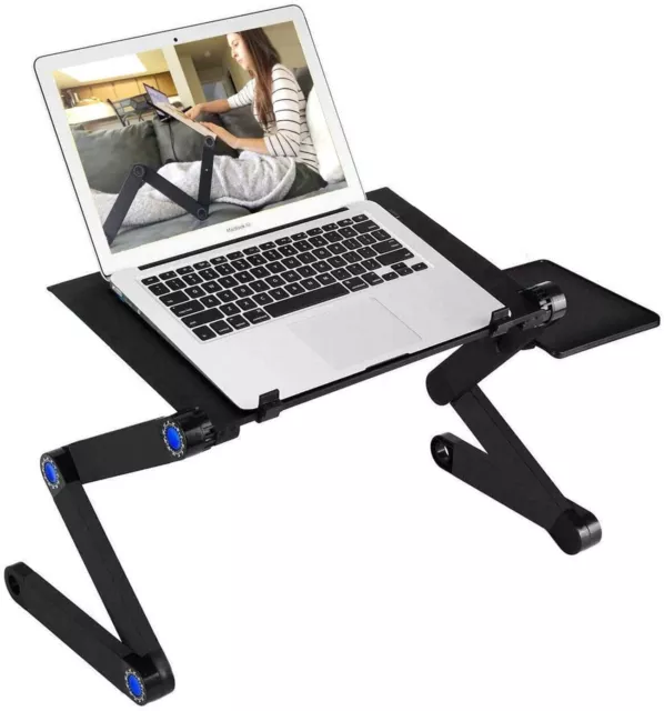 Adjustable Laptop Stand, RAINBEAN Laptop Desk with 2 CPU Cooling USB Fans for Be