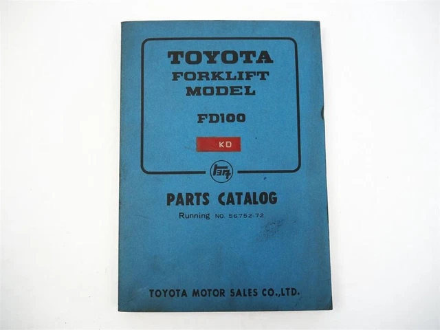 TOYOTA FD100 FORKLIFT Forklift Spare Parts List 1972 £81.76 - PicClick UK
