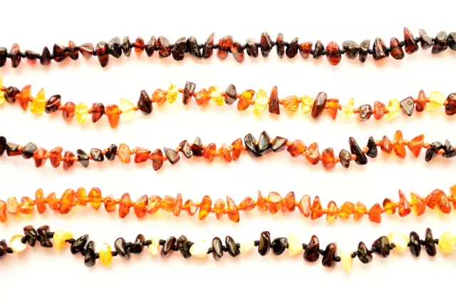 Genuine Natural Baltic Amber Adult Necklace Safe 16-27.5inch 11 COLOR Chip Beads