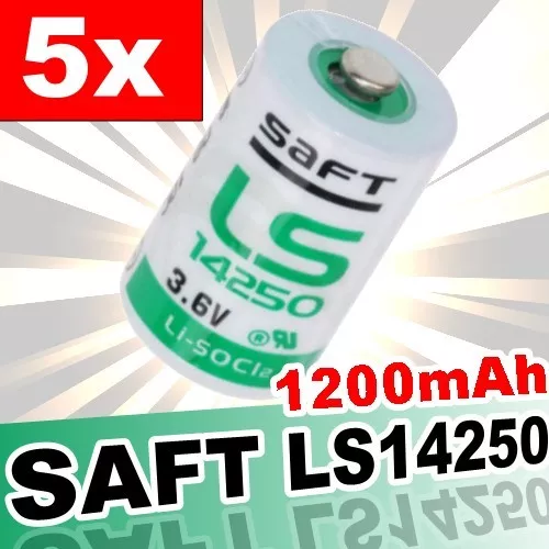 5x Saft Lithium 3,6V Batterie LS 14250 - 1/2 AA - LS14250 Li-SOCl2 Batterien