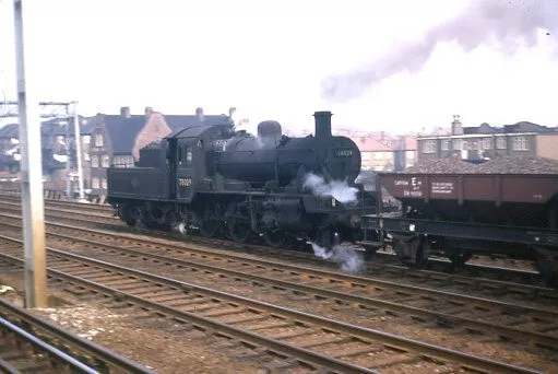 Original colour slide of 78029 BR Standard steam loco