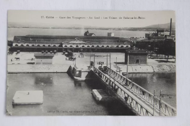 Ak CPA PC Cette Sète France, Gare des voyageurs,Usines de Balarue-les-Bains,1900