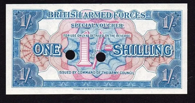 1956 British Armed Forces 1 Shilling Banknote, 3rd Series, aUNC