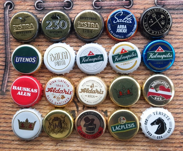 20 différents bière capsules la Lituanie et la Lettonie