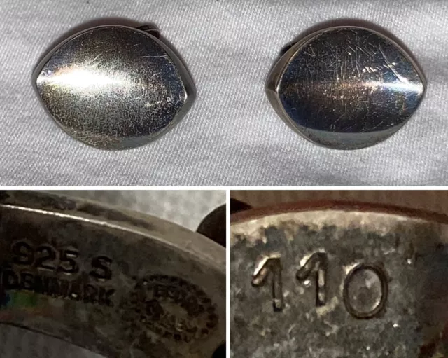 Georg Jensen Sterling Silver Cufflinks 110 Vintage Mid Century Modern MCM Rare