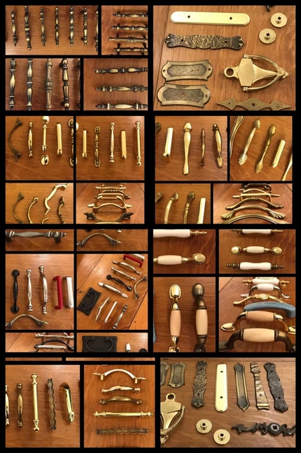 72 Vintage Handles Pulls Backplates Brass Silver Ceramic Amerock Cabinet Drawer
