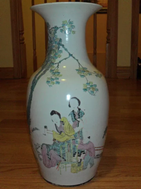 Late 19th-Early 20th C Antique Chinese Oriental 18" Vase-Signed