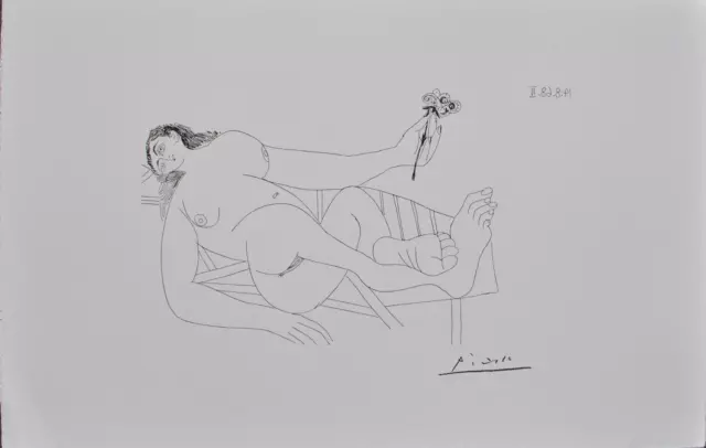 Pablo Picasso: Schön IN Rosa, Lithografie Erotisch Unterzeichnet